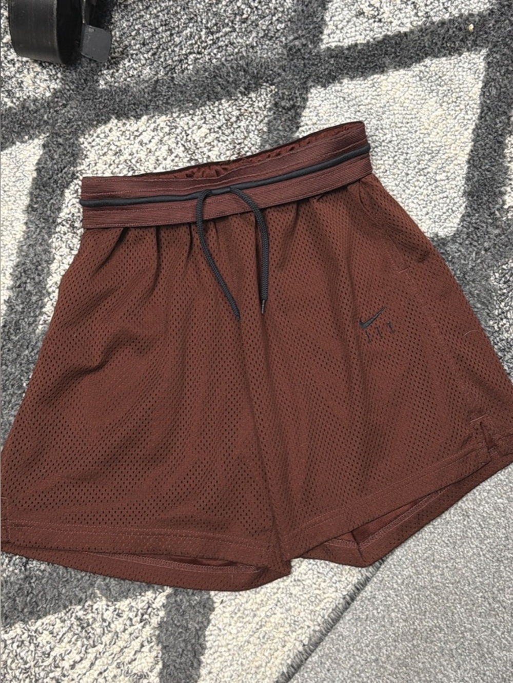 Nike Brown Mesh Athletic Shorts with Black Drawstring